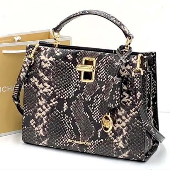 Michael Kors Penelope Medium Top Handle Satchel Black - Picture 2 of 15